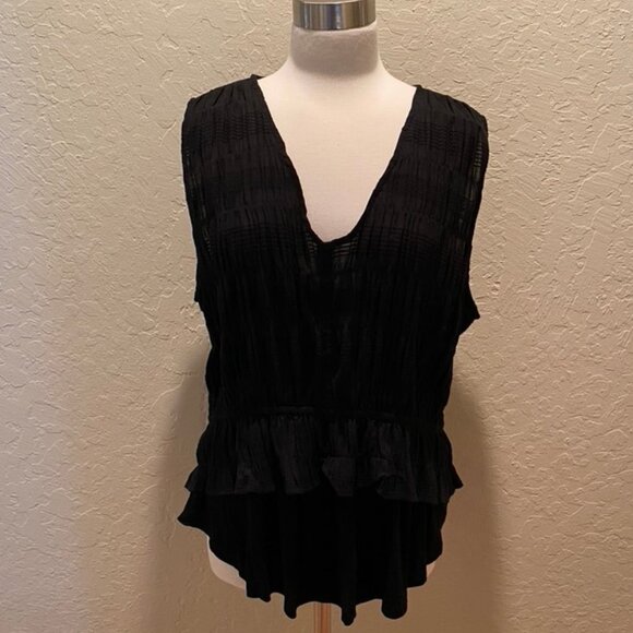 NWOT Anthropologie black layered sheer top Size XL - Picture 1 of 7